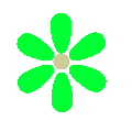 緑色、 6枚の花弁