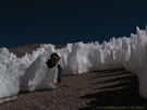 In Hiding:Behind the rests of a snow field at 4500 m.