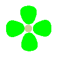 Green, 4 petals